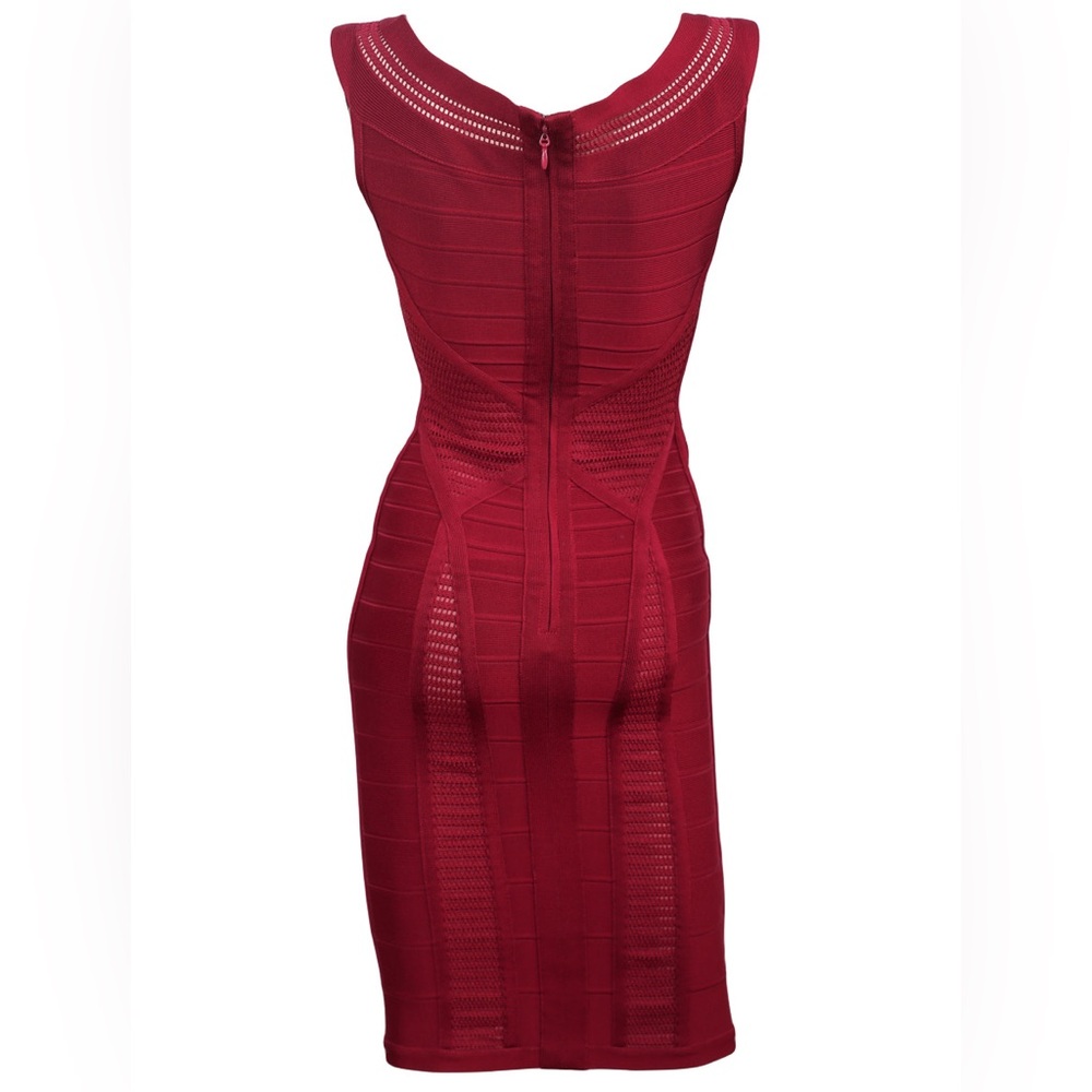 Herve Leger Bandage Burgundy Midi Dress - Picture 3 of 4
